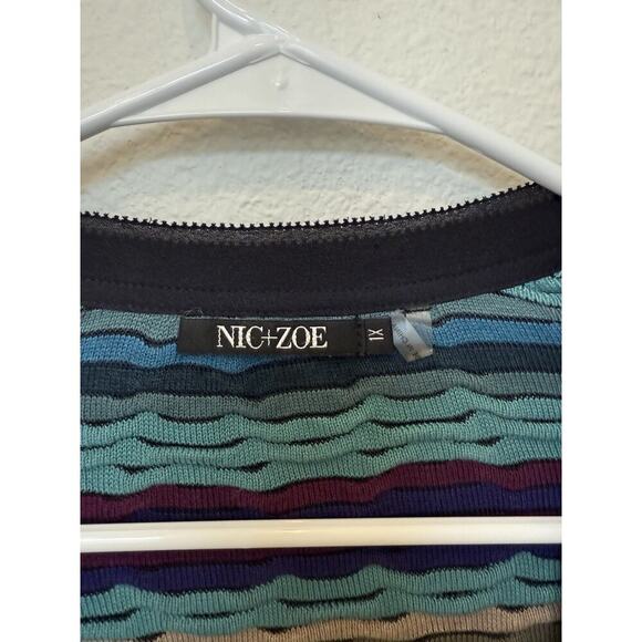 NIC + ZOE Women's Multi Knit Open‎ Front Waterfall Cardigan Sweater Size XL Blue - Picture 2 of 7